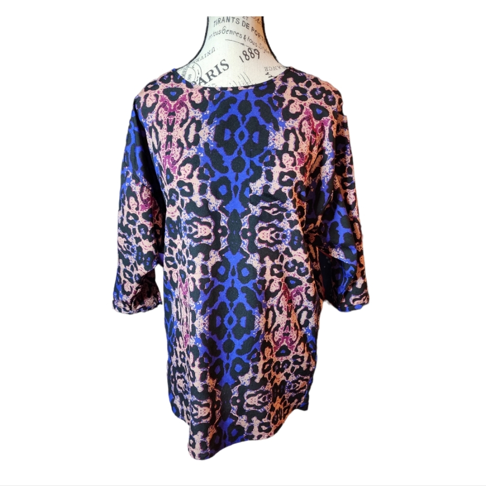 Twelve by Twelve Leopard Animal Print Blouse Oversized X-Small